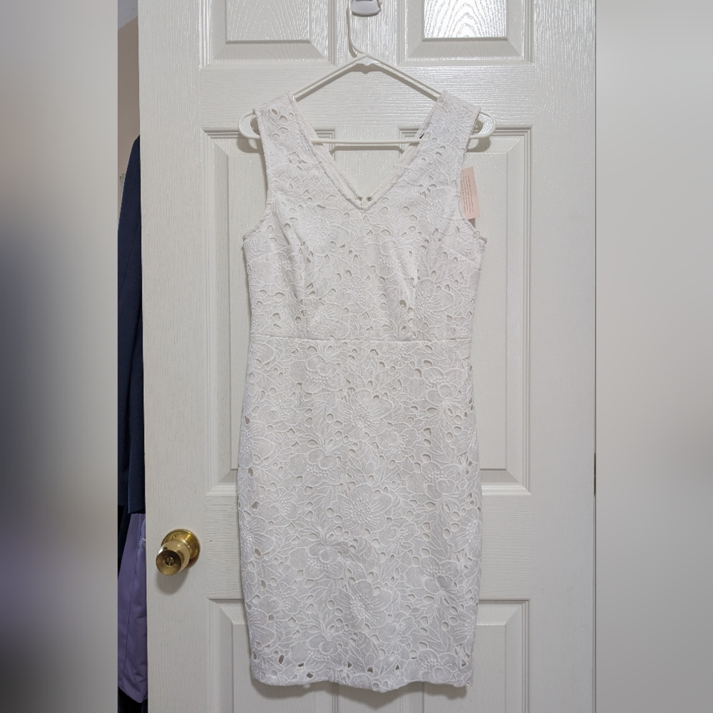 Elegant White Lace Dress banana Republic Lace 4P Petite White Dress